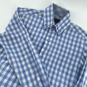 Coogi Classic Button down shirt mens M 15.5 Blue gingham dress shirt long sleeve